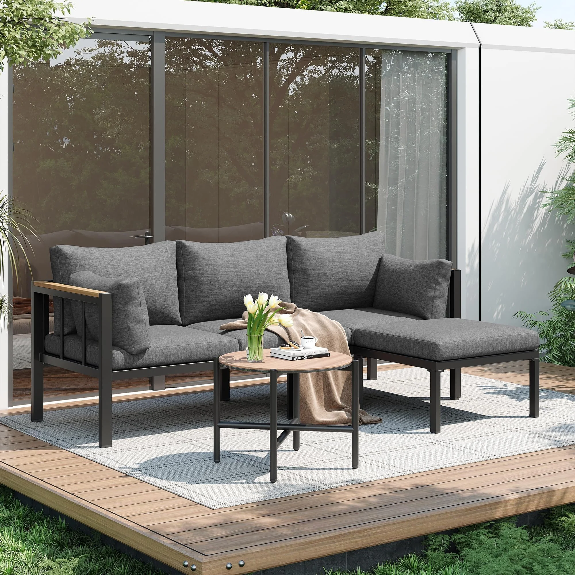 Steel corner sofa set (2)