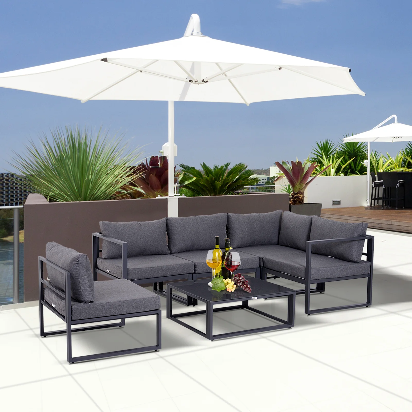 Aluminum 6pc sofa set with cover (36)