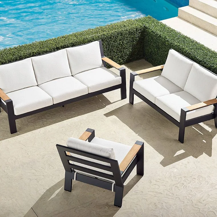 Aluminum 3pc sofa set with cover (37)