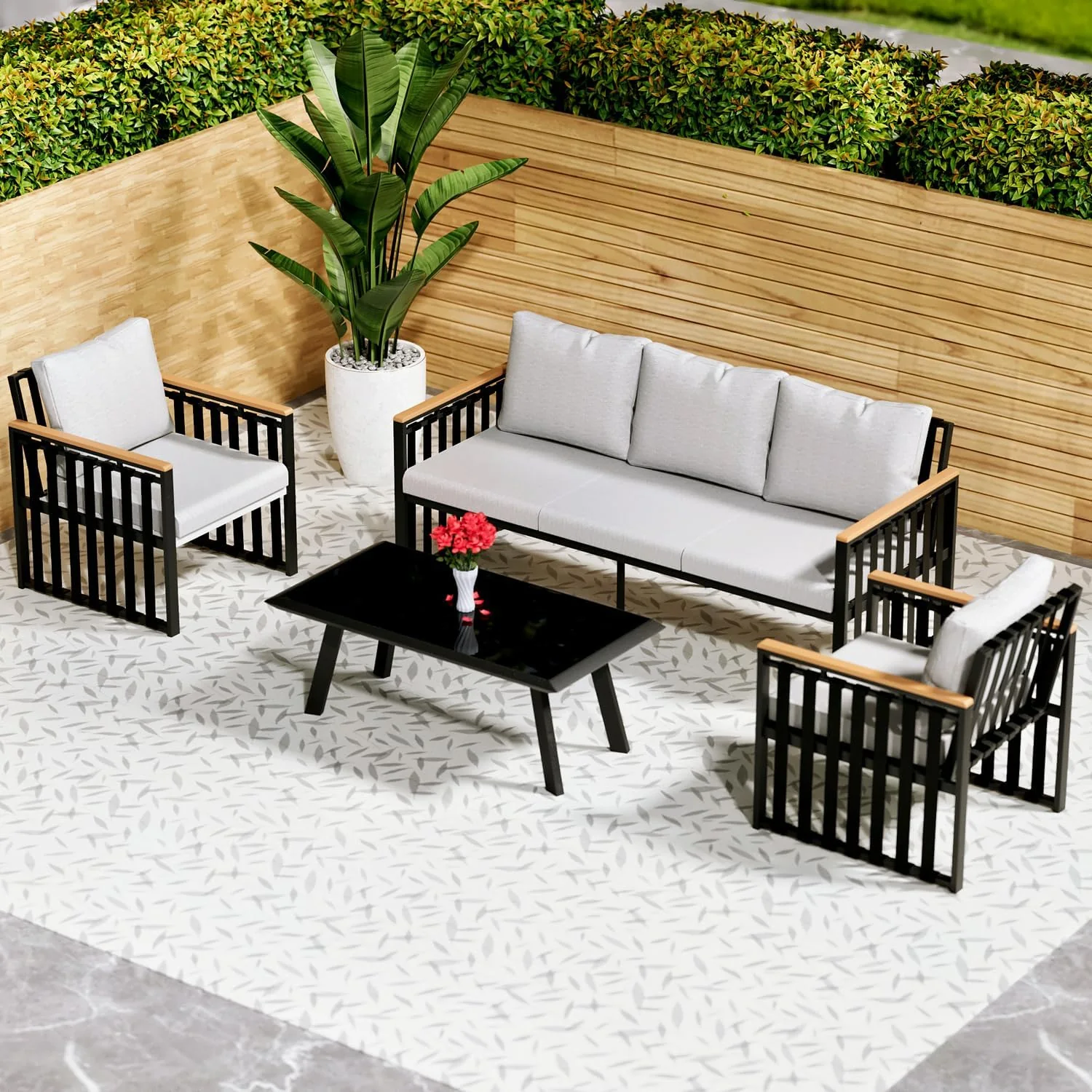 Steel 4pcs sofa set (68)